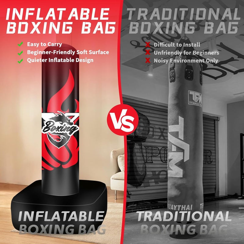 SPOXING Freestanding Punching Bag for Adult Teens, 70" Heavy Punching Bag with Boxing Gloves and Electric Air Pump for Beginners Kickboxing Training MMA Muay Thai Fitness Office Home Gym - Image 4